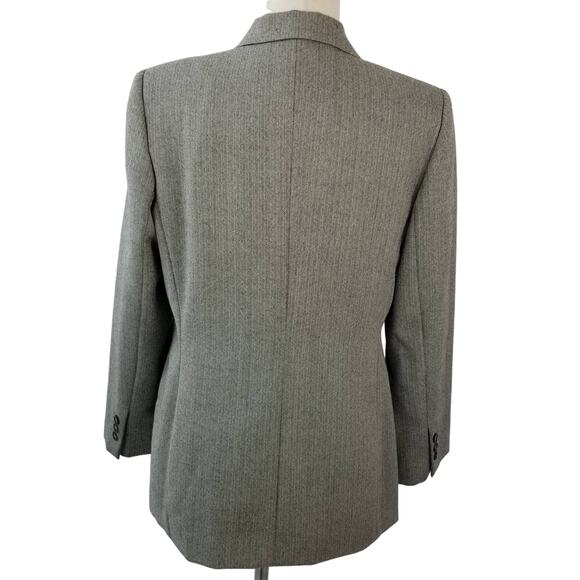 Harve Benard Pleated Pants Suit   Gray Chevron Lined Light Wool Excellent 10 P - Picture 5 of 7
